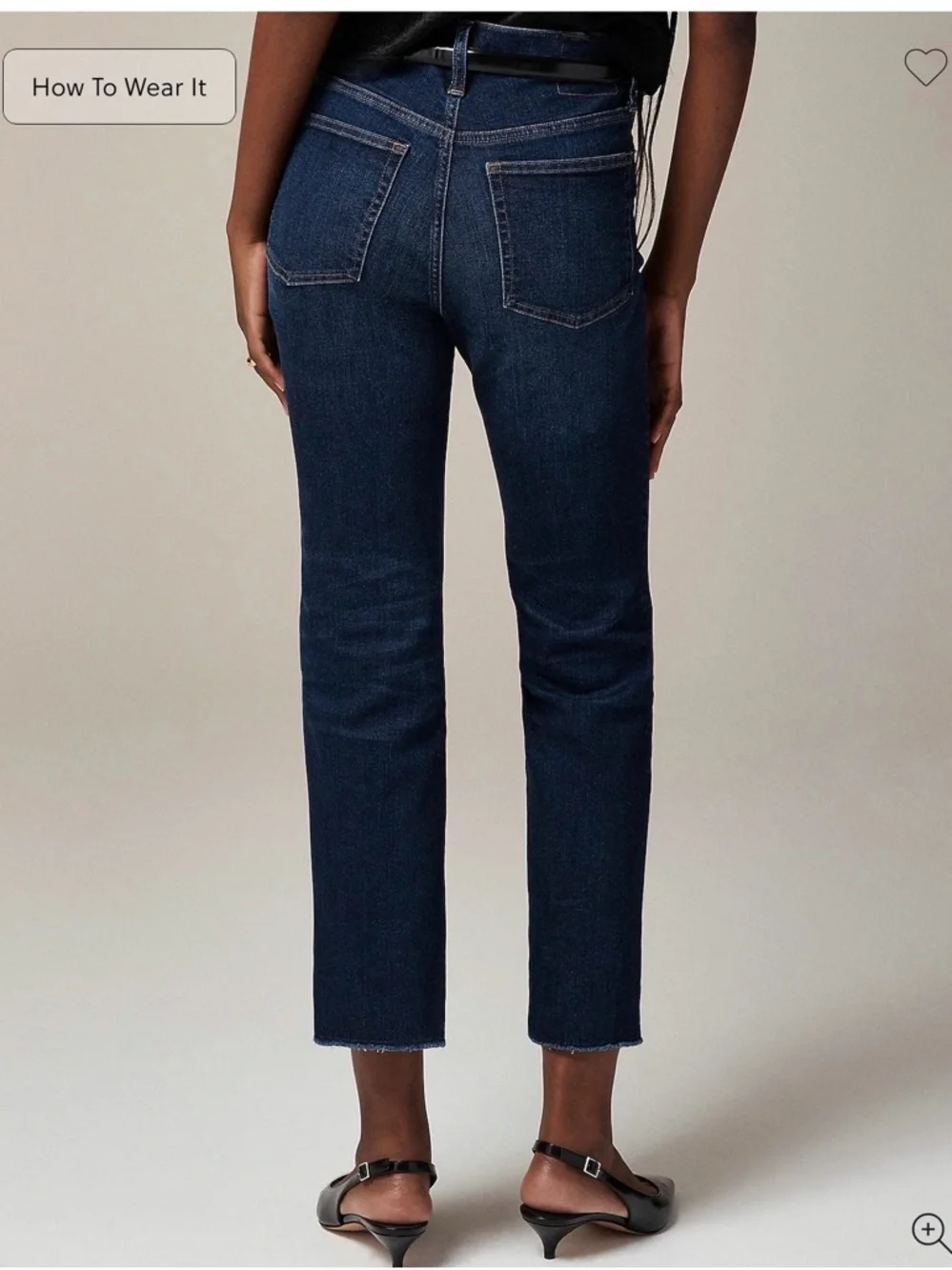 J. Crew Mid-rise kickout jean Super-Stretch Raw Hem‎ Dark Wash Size 32